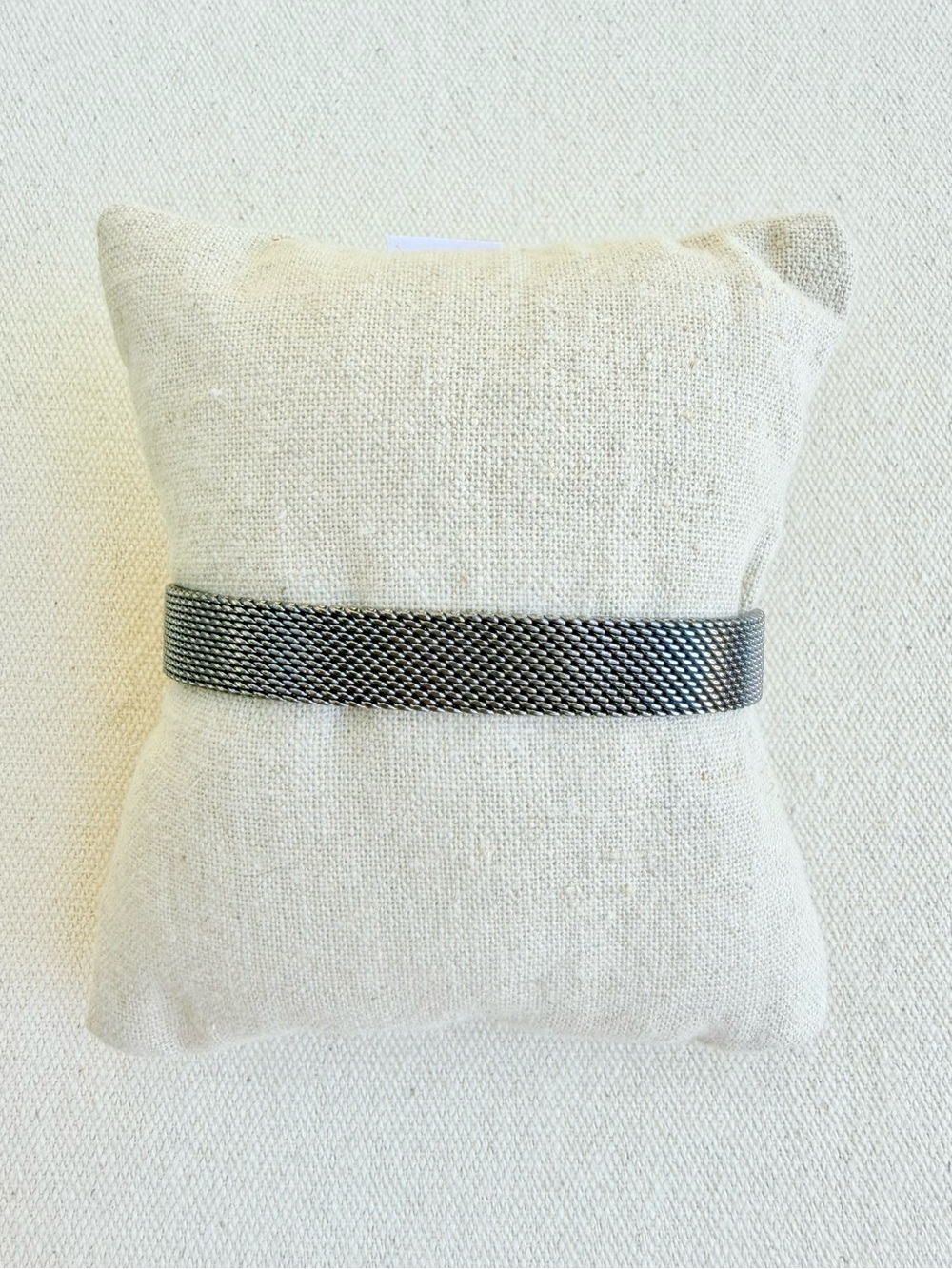 *Mesh Bracelet Band* KEEP COLLECTIVE Retired Hematite Adjustable Fold Over Clasp